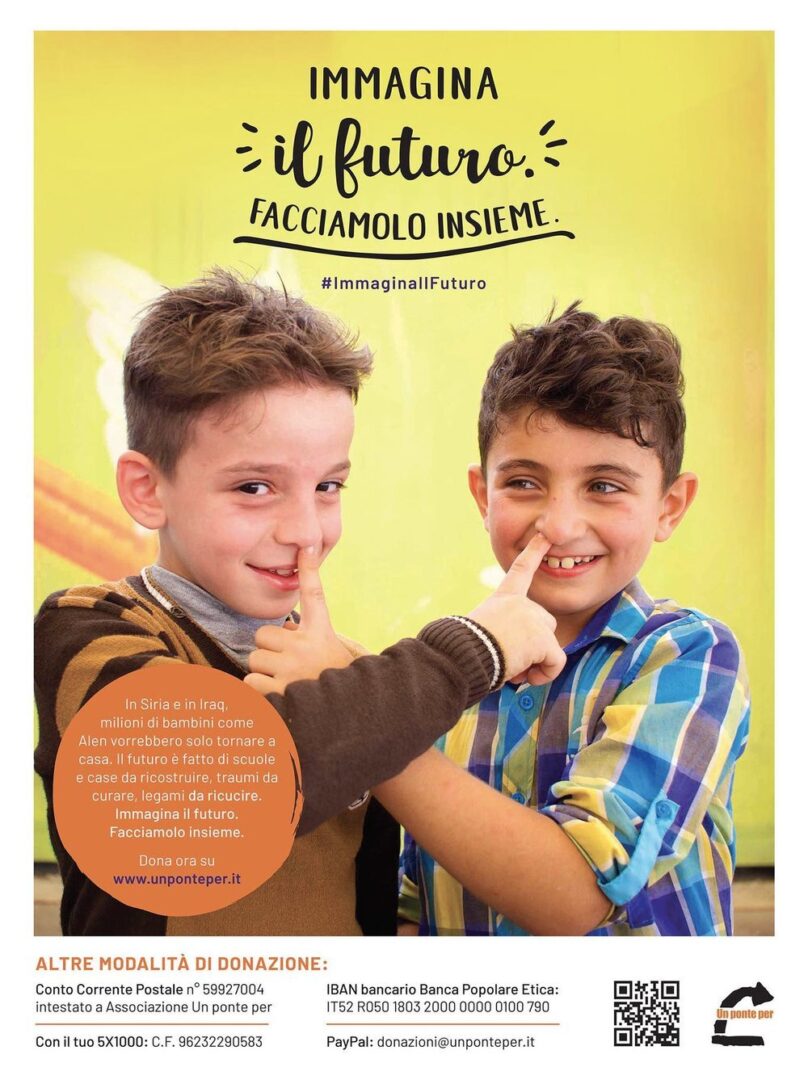 Un Ponte Per fundraising campaign poster - two boys