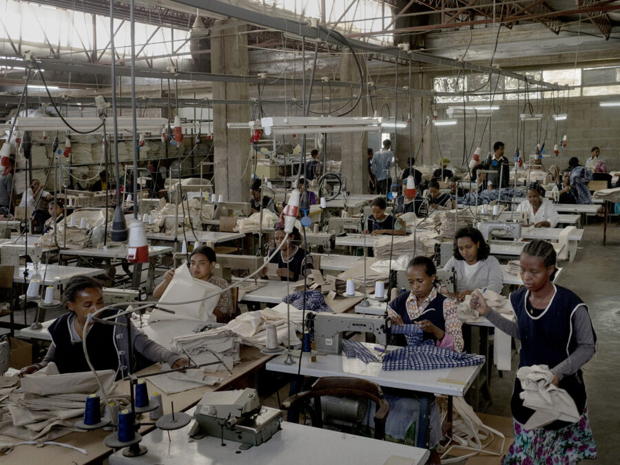 Women working inside of a sewing factory